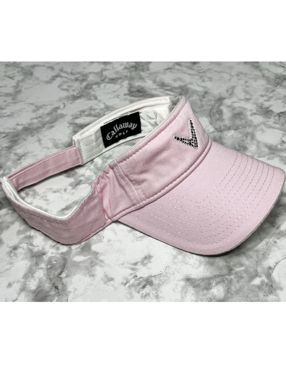 Callaway Golf Ladies Bling Metal Pink Rhinestone Logo Print Visor Athletic